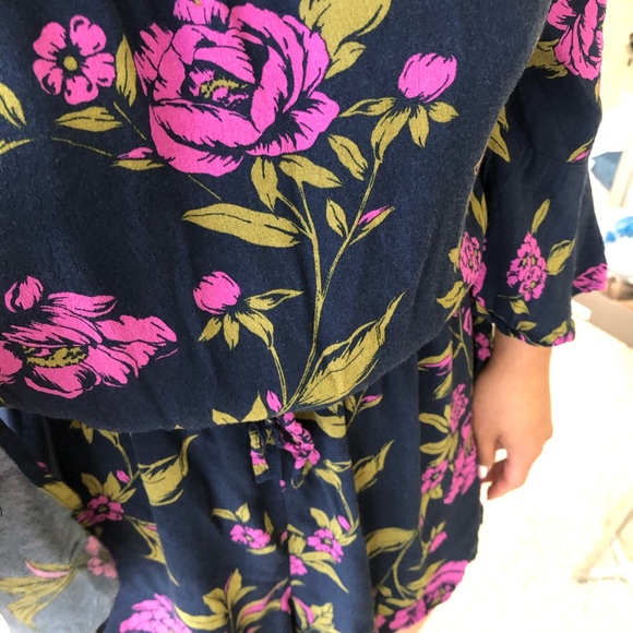 Express flower detail off shoulder bell sleeve romper - Picture 10 of 13